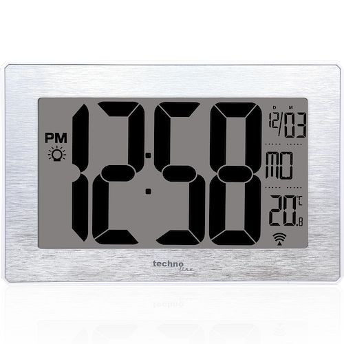 Horloge murale radio Technoline DCF-77 avec possibilité de réglage manuel, dimensions (LxHxP): 212 x 140 x 32 mm, WS 8019