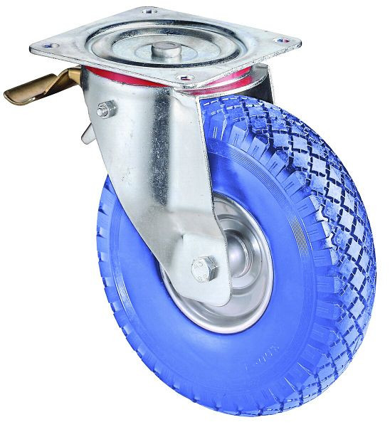 Rouleau de transport BS rollers avec frein, largeur 85 mm, Ø260 mm, jusqu'à 160 kg, pneus polyuréthane, corps de roue aluminium argent, roulements à rouleaux, L420.C91.262