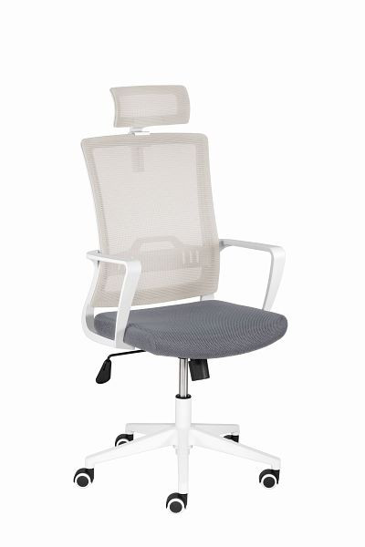 Mayer Sitzmöbel chaise pivotante mySTUDIO, housse d'assise grise + dossier en résille gris argenté, piètement en plastique blanc, 2377_508