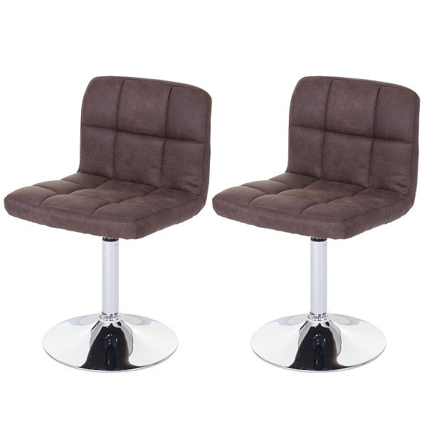 Mendler set de 2 chaises de salle à manger Kavala, chaise pivotante, suédine imitation chrome, marron foncé vintage, 59771