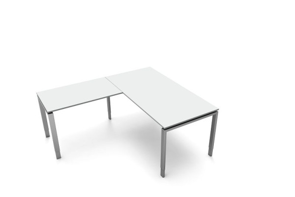 Bureau Kerkmann, L 1600 x P 800 x H 680-820 mm avec table d'extension, forme 5, coloris : gris clair, 11414311