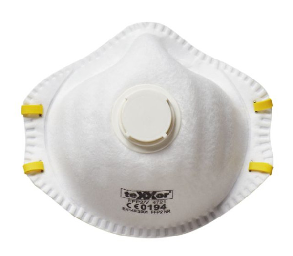 Masque anti-poussières fines teXXor FFP2/V "NR" avec valve, paquet de 1000, 4721
