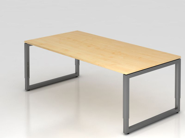 Bureau Hammerbacher O-foot carré 200x100cm érable/graphite, forme rectangulaire avec plateau flottant, VRS2E/3/G