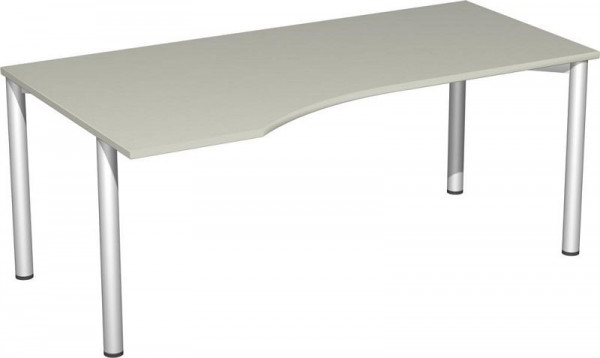 Bureau PC geramöbel gauche, hauteur fixe, 1800x1000x720, gris clair/argent, S-550306-LS