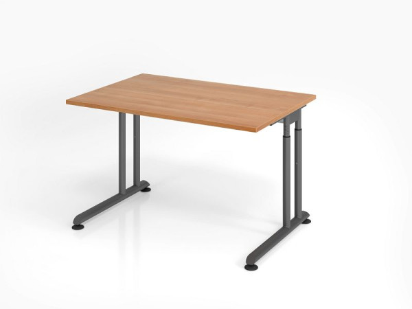 Bureau Hammerbacher ZS12, 120 x 80 cm, plateau : noyer, épaisseur 25 mm, chant épais en ABS, forme rectangulaire, graphite, VZS12/N/G