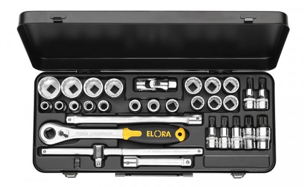 Jeu de clés à douille ELORA 1/2 ", hexagone + XZN, 30 pièces 10-32 mm, 771-OKLXZNK, 0771525522900