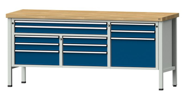 Établis ANKE Établi en caisson, modèle 283 V, 2000 x 700 x 900 mm, RAL 7035/5010, BMP 50 mm, 304.551