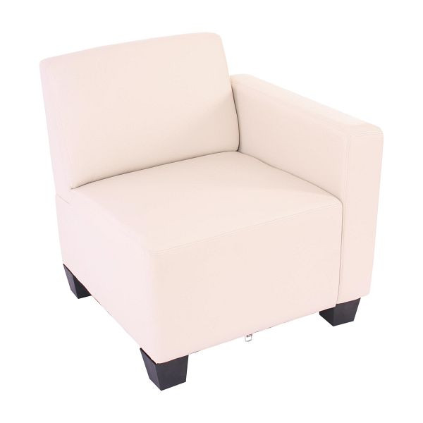 Mendler Modular partie latérale droite, fauteuil avec accoudoirs Lyon, simili cuir, crème, 21694