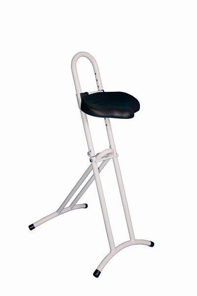 Lotz "Relax" aide debout pliable, siège en PU avec inserts en acier, résistant à l'usure, hauteur d'assise : 610–860 mm, cadre : tube d'acier, gris clair, 3680.11