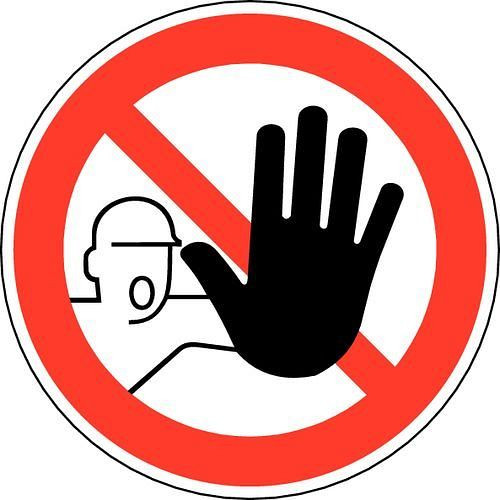 Panneau d'interdiction DENIOS "Entrée interdite aux personnes non autorisées", aluminium, 300 mm, lot de 5, 164927