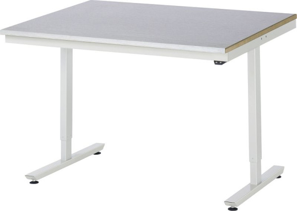 Table de travail RAU série adlatus 150 (réglable en hauteur électriquement), plan de travail avec revêtement en tôle d'acier, 1250x720-1120x1000 mm, 08-AT-125-100-S