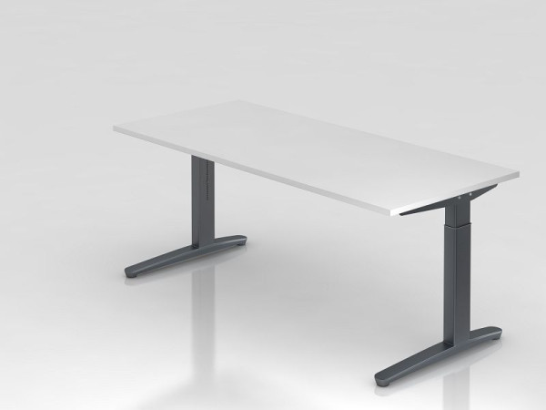 Bureau Hammerbacher pied C 180x80cm blanc/graphite, forme rectangulaire, VXB19/W/GG