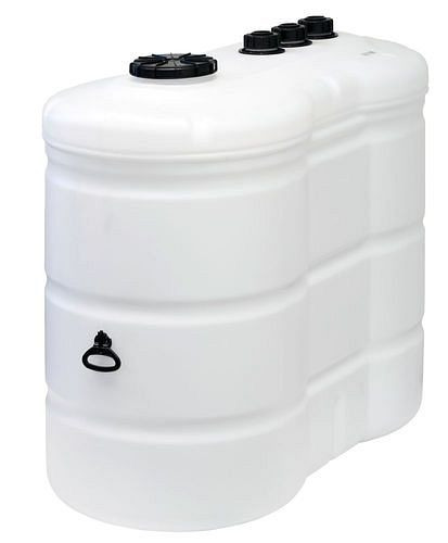 Réservoir plastique double paroi DENIOS, 1100 litres, indicateur de niveau, trou de visite 240 mm, 285-981