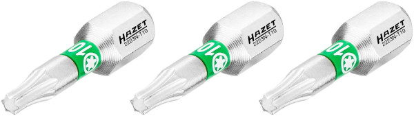 Embout Hazet, 6 pans plein 6,3 (1/4 pouce), profil intérieur TORX®, T10, nombre d'outils : 3, ouverture de clé : T10, 2223N-T10/3