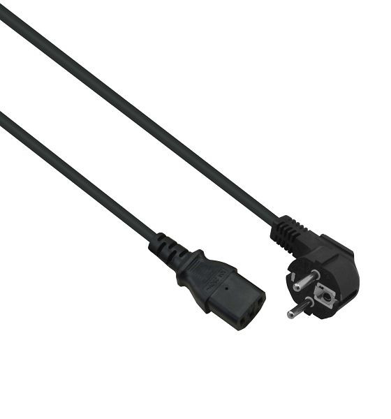 Câble de raccordement secteur Helos, fiche de sécurité 90° vers C13, noir, 1,0 m, 262652