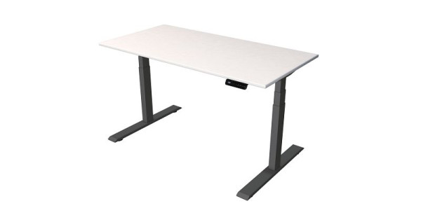 Kerkmann table assis/debout Bureau à domicile L 1400 x P 700 mm, réglable en hauteur électriquement de 630 à 1270 mm, blanc/anthracite, 10179610