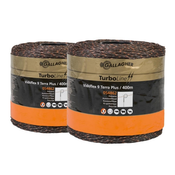 Gallagher Vidoflex 9 TurboLine Plus (terra tressé, pack duo 2x400 mètres), 086443