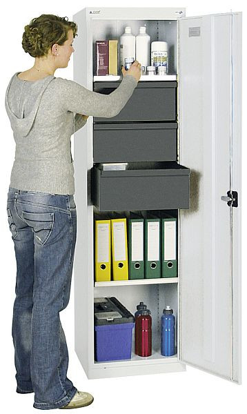 armoire à outils et matériel série 3000, 7035/7035, 3 tiroirs 200 mm, 3 étagères, 3005407
