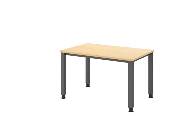 Bureau Hammerbacher QS12, 120 x 80 cm, plateau : érable, épaisseur 25 mm, structure à 4 pieds en graphite (similaire à RAL 7012), hauteur de travail 68-83,5 cm, VQS12/3/G