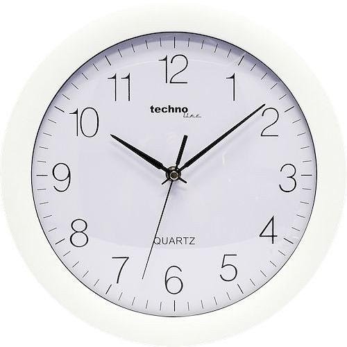 Horloge murale à quartz Technoline blanc, chiffres : gras, plastique, dimensions : Ø 30 cm, WT 7000 blanc