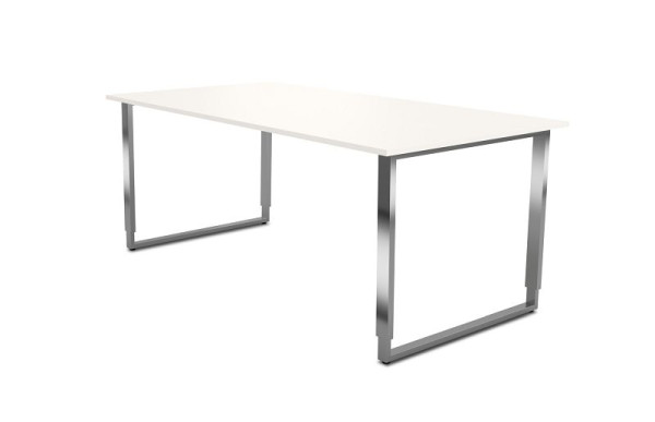 Bureau réglable en hauteur Kerkmann avec structure en fer, Aveto, L 1800 x P 800 x H 680-820 mm, blanc, 114514.1