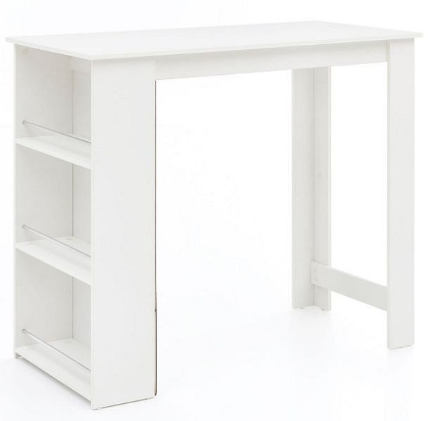 Table de bar Wohnling blanc 120 x 107,5 x 60 cm bois, WL5.732