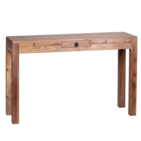 Wohnling table console MUMBAI console en bois d'acacia massif avec 1 tiroir 120 x 40 cm style maison de campagne, WL1.454