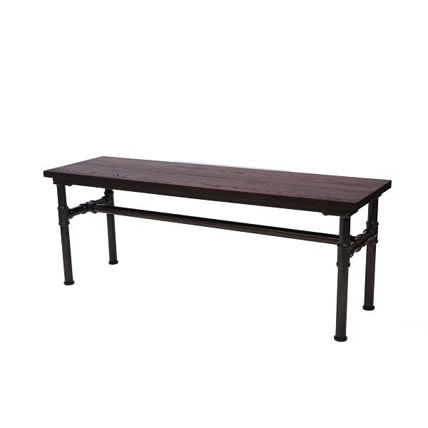 Banc Mendler HWC-H10b, tabouret de banc de banc de salle à manger, design industriel en bois d'orme, 120x35cm, brun noir, 72488
