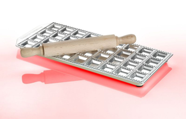 Moule à ravioli Imperia pour 36 "Ravioli Classici", avec rouleau à pâtisserie, inox, 29 005