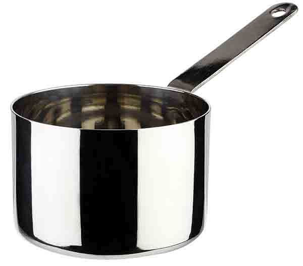 Casserole / faitout APS, Ø 9 cm, hauteur : 6 cm, inox, 0,36 litre, anse : 9 cm, 40644