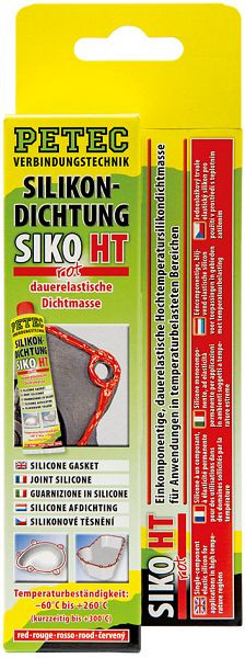 Joint silicone Petec, rouge, 70 ml, carte Sb, lot de 10, 97880