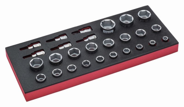 Insert Bahco 1/3, clé à douille + accessoires 1/2", 27 pièces, FF1E2206
