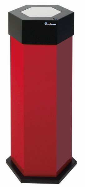 poubelle pivotante Blunt Sixco 1, rouge rubis lisse-brillant, dimensions : 830x325x375 mm (HxLxP), 45 litres, avec clapet en acier inoxydable, 560-045-02