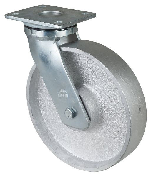 Roulettes BS Roulette robuste avec frein, largeur 54 mm, Ø250 mm, jusqu'à 1400 kg, bande de roulement coulée, corps de roue coulé, roulements à billes, RR120.C81.250
