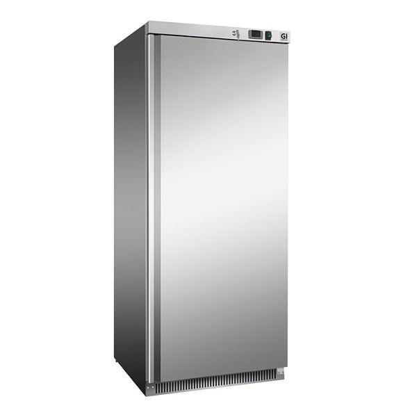 Réfrigérateur Gastro-Inox 600 litres en acier inoxydable, refroidissement statique avec ventilateur, capacité nette 580 litres, 201.102
