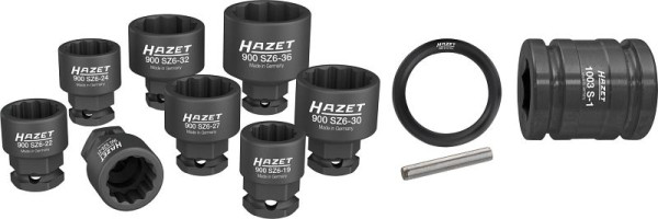 Clé à chocs Hazet, douille tournevis machine, double 6 pans, carré creux 12,5 mm, 6 pans mâle 24 mm, nombre d'outils : 11, 900SZ6/11