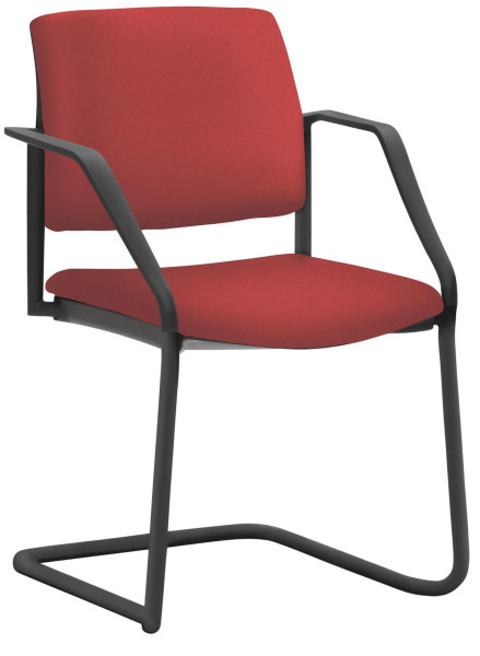 Mayer Sitzmöbel chaise empilable, structure luge noire, accoudoirs, rouge cerise, 2518_F3_A_30611