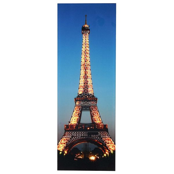 Tableau LED Mendler, tableau sur toile, tableau illuminé, mural, minuteur, 100x35cm Tour Eiffel, vacillante, 36622