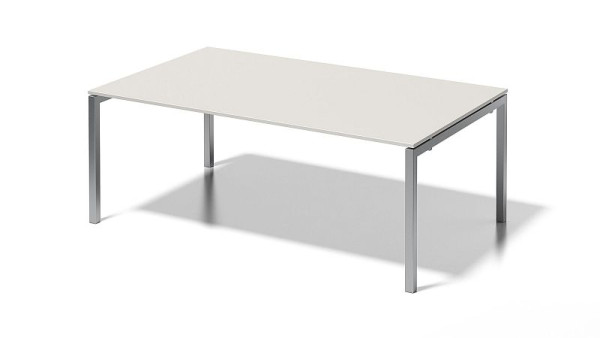 Poste de travail de direction/table de conférence Bisley Cito, cadre en U fixe en hauteur 730 mm, H 19 x L 2000 x P 1200 mm, gris blanc/argent, DUF2012GW355