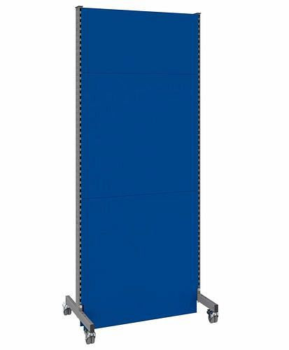 Cloison acoustique mobile DENIOS, panneau de base, L 1000, H 2500 mm, tôle perforée acoustique sur deux faces, gris/bleu, 293109
