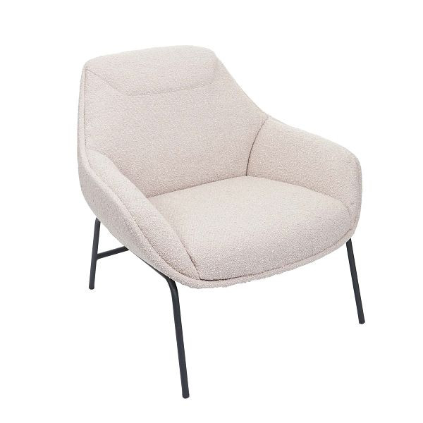 Chaise longue Mendler HWC-J77, chaise cocktail, métal tissu bouclé, beige crème, 83079