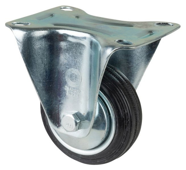 Rouleau de transport BS Rollers, rouleau fixe, largeur de roue 25 mm, roue Ø 80 mm, capacité de charge 50 kg, jante en acier, roulement à rouleaux, plaque, lot de 4, L410.B55.081