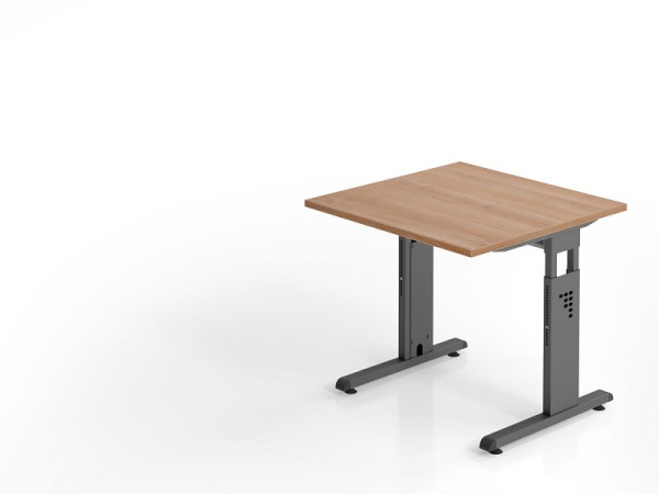 Bureau Hammerbacher OS08, 80 x 80 cm, plateau : noyer, épaisseur 25 mm, chant ABS 2 mm, forme rectangulaire, VOS08/N/G