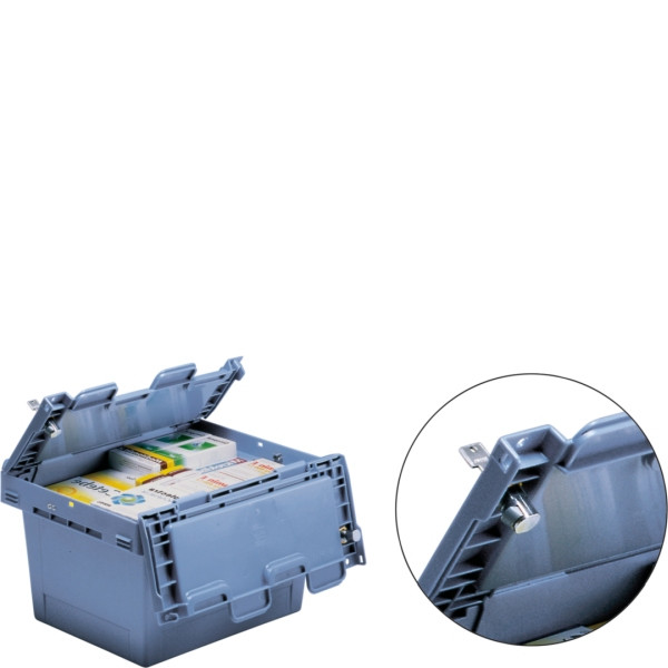 BITO conteneur réutilisable MB couvercle/barre/skid /MBD86321BS1 800x600x323 bleu pigeon, verrou de couvercle BS1, C0402-0070