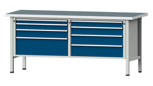 Établis ANKE Établi en caisson, modèle 144 VX, 2000 x 800 x 890 mm, RAL 7035/5010, UBP 40 mm, 330.169