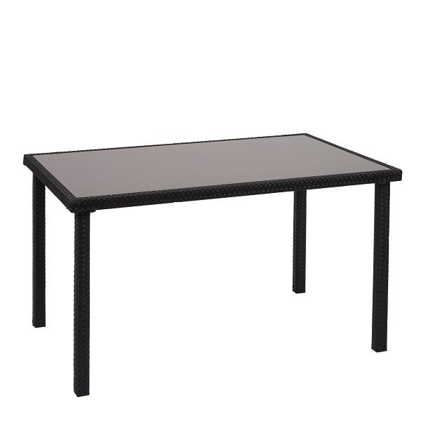 Table en polyrotin Mendler HWC-G19, table de jardin, table de balcon, 120x75cm, noir, 70951