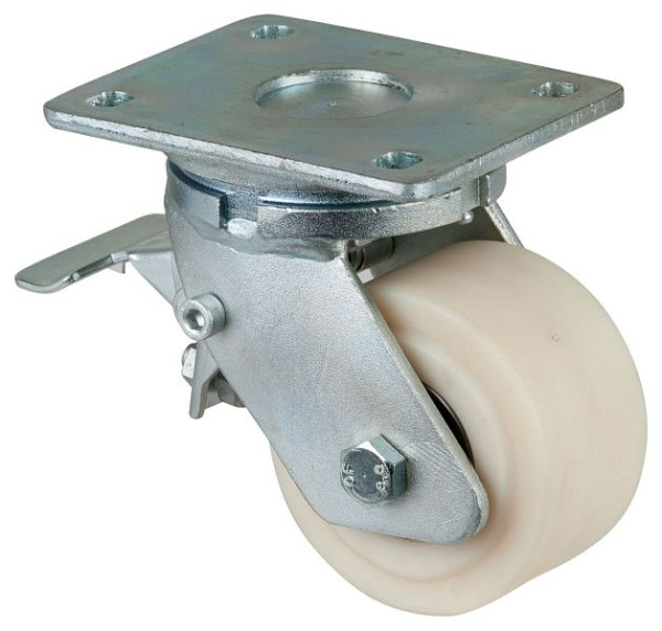 BS Rolls Roulette forte charge avec roue/blocage, largeur 55 mm, Ø100 mm, jusqu'à 900 kg, bande de roulement/corps de roue polyamide moulé, roulements à billes, RR120.B16.100