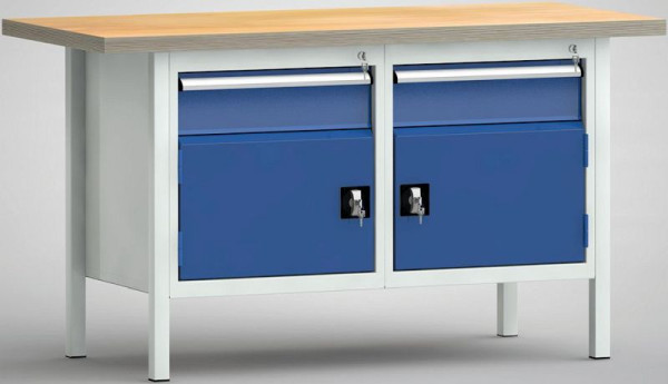 Etabli standard KLW, 1500 x 700 x 840 mm, avec plateau multiplex en hêtre, WS177N-1500M40-E1650