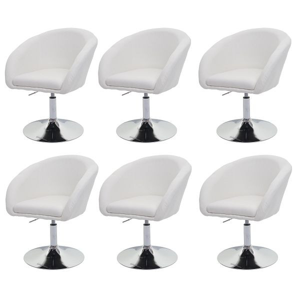 Mendler HWC-F19 ensemble de 6 chaises de salle à manger, chaise de cuisine, chaise pivotante, chaise longue, rotative, réglable en hauteur, tissu/textile blanc crème, 6x94683