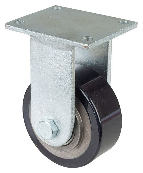 Roues BS Roulette robuste, roulette fixe, largeur de roue 40 mm, Ø roue 100 mm, capacité de charge 290 kg, polyuréthane coulé 78 Shore A, fonte, roulement à billes, RR110.C11.100